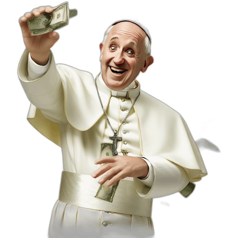 the pope throwing dollars emoji