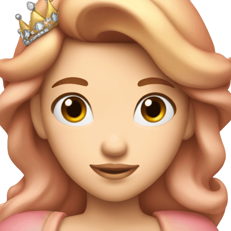 princess peach with tiara and brown long hair emoji