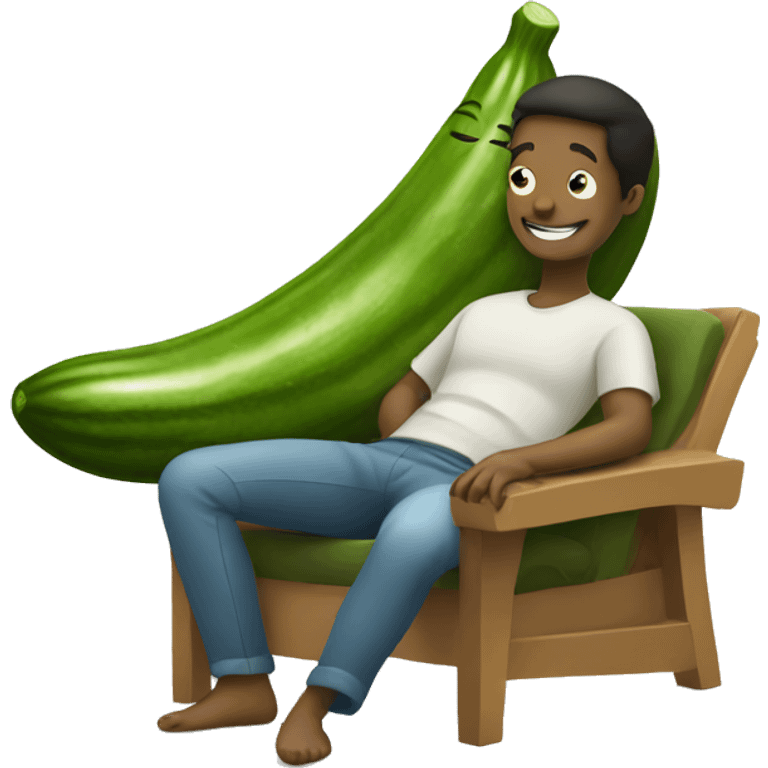 Smiley relaxing wearing cucumbers emoji