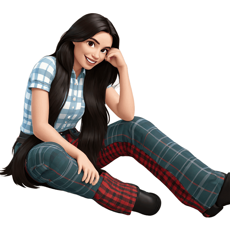 smiling girl in plaid outfit emoji