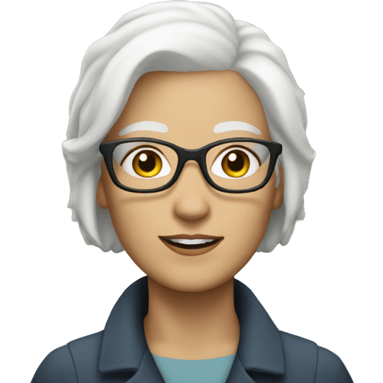 a white woman with short white hair and glasses emoji