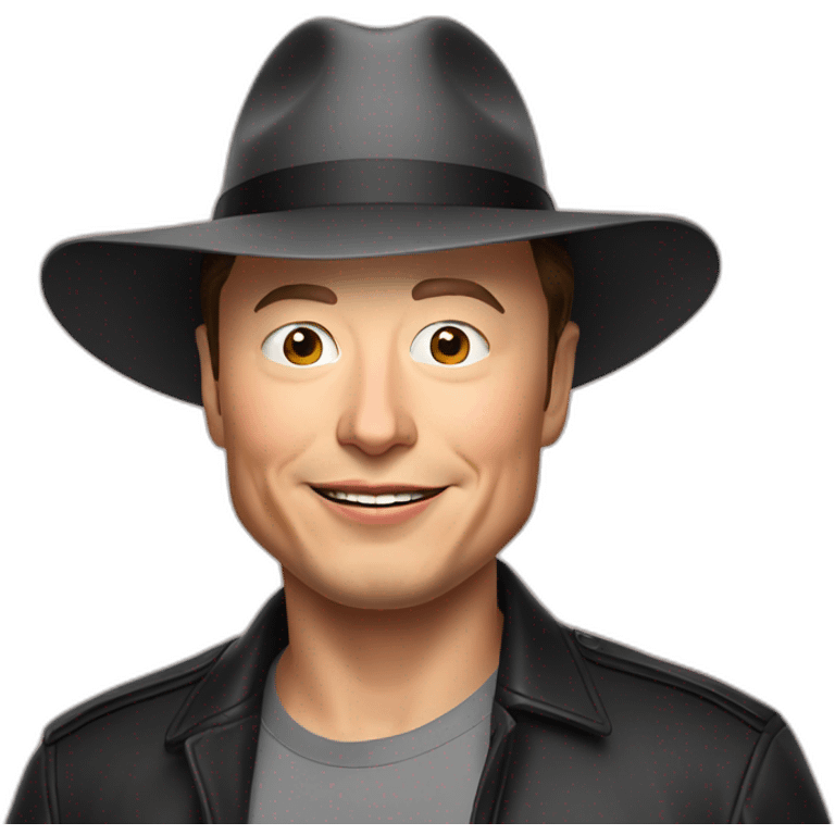 Elon musk with a hat emoji