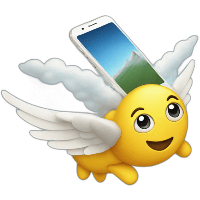 Flying smartphone emoji