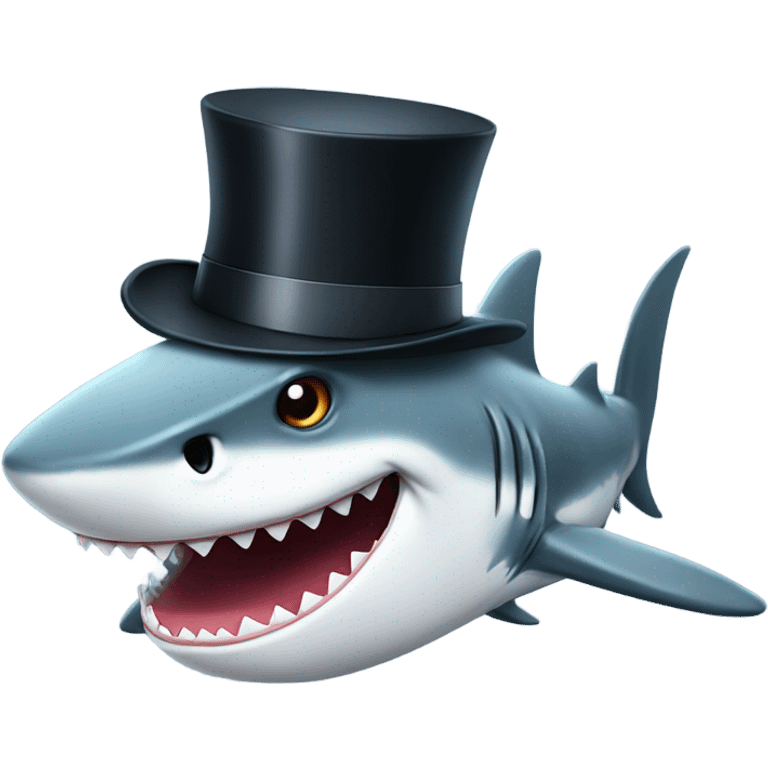 Shark with a top hat emoji