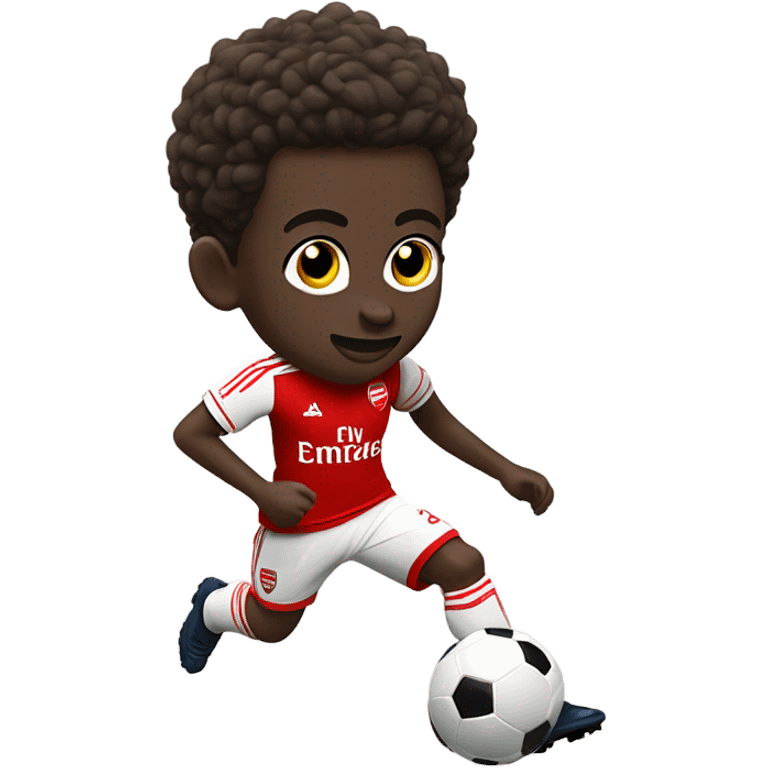 Cute, dribbling Bukayo Saka with red arsenal uniform emoji