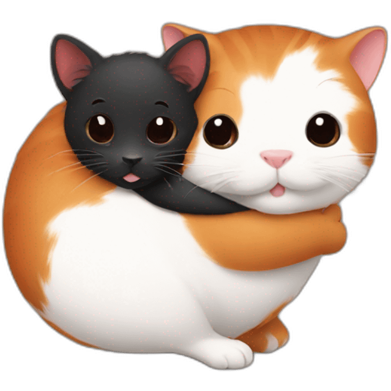 red cat hugs black guinea pig emoji