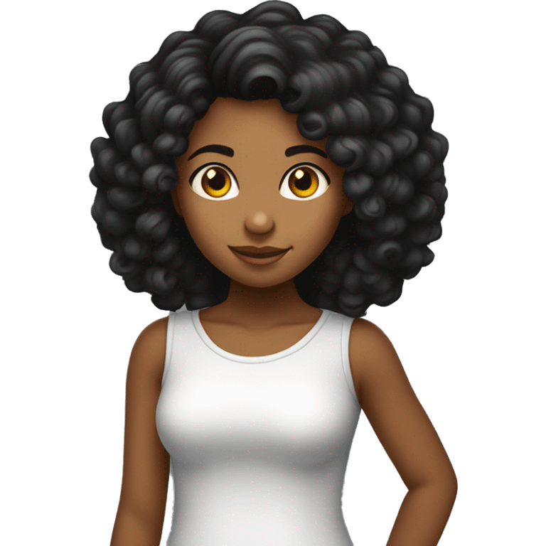 criança menina de cabelo preto até o ombro, pele clara, olhos de cor preto  emoji