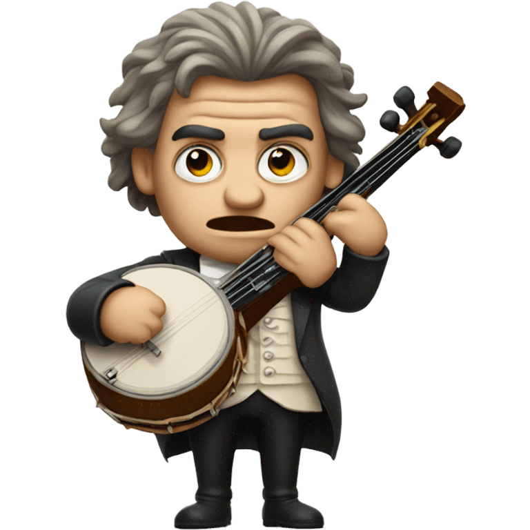 Beethoven looking stern holding banjo emoji