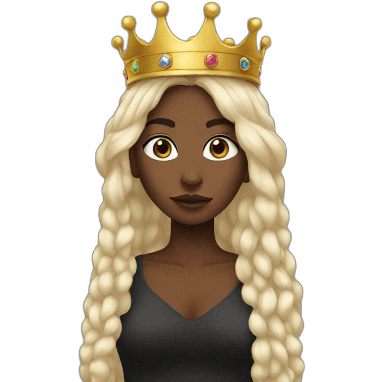 Crown black women with long hair emoji