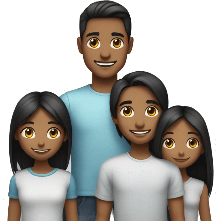 An emoji of a loving brother and sister, the sister being short with long straight hair, and the brother tall with black hair styled upward, broad shoulders, and both smiling warmly emoji