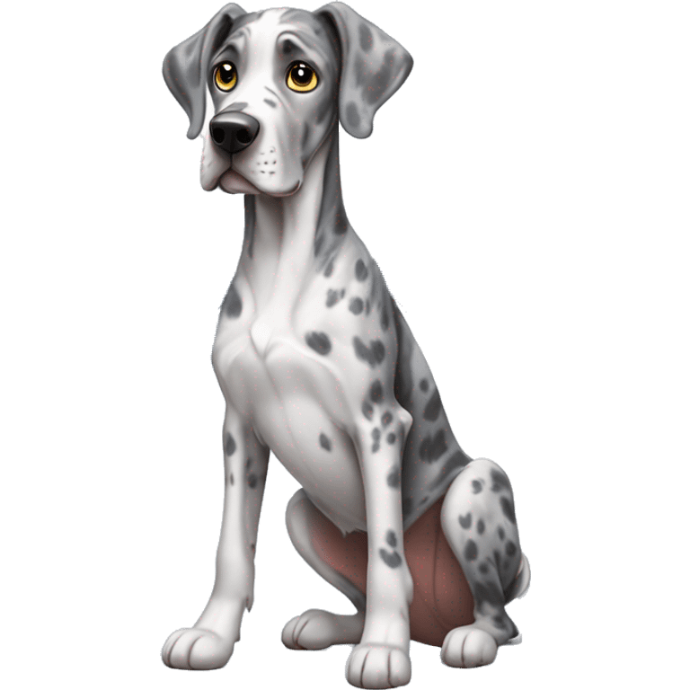 Blue Merle Great Dane wearing butterfly wings emoji