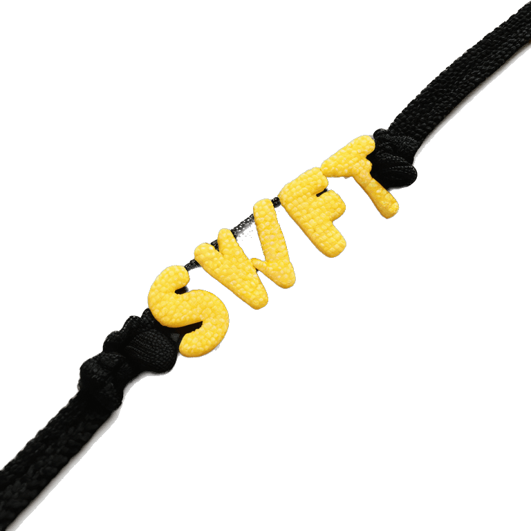 Friendship bracelet that says Swifty on it ￼ emoji