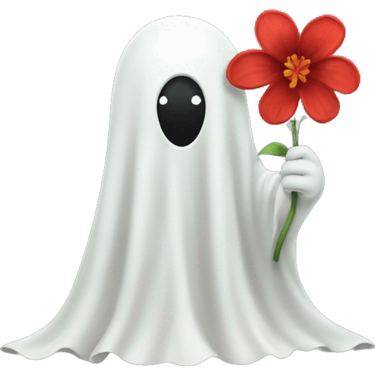 a ghost with a red flower emoji