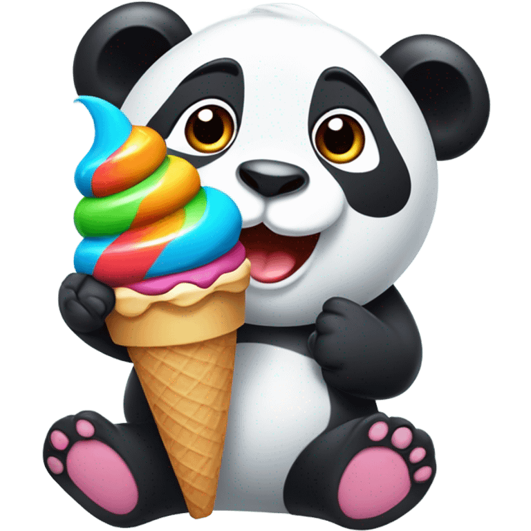 Panda eating ice cream emoji