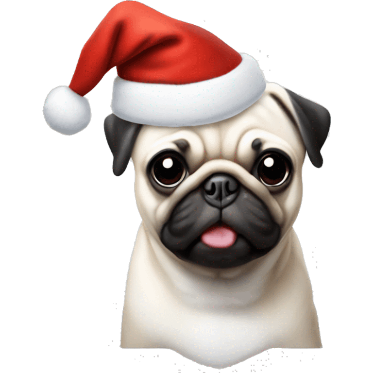 albino pug with santa hat emoji