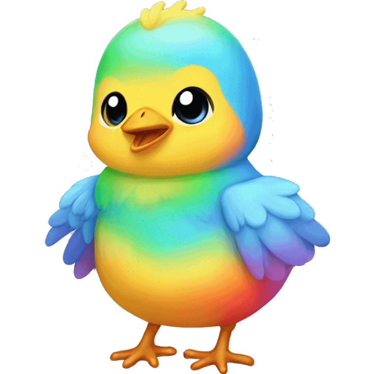 rainbow chibi baby chick  emoji