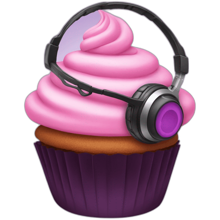 cupcake with gaming headset emoji