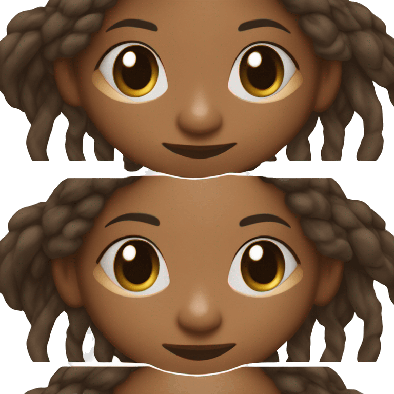 brown skin african american woman 35 years old with skinny long dreadlocks beautiful smile big black eyes rectangle face shape wide african nose  emoji