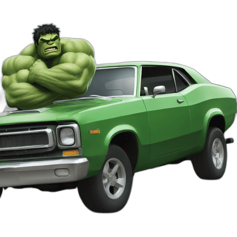 Hulk smashing a car emoji