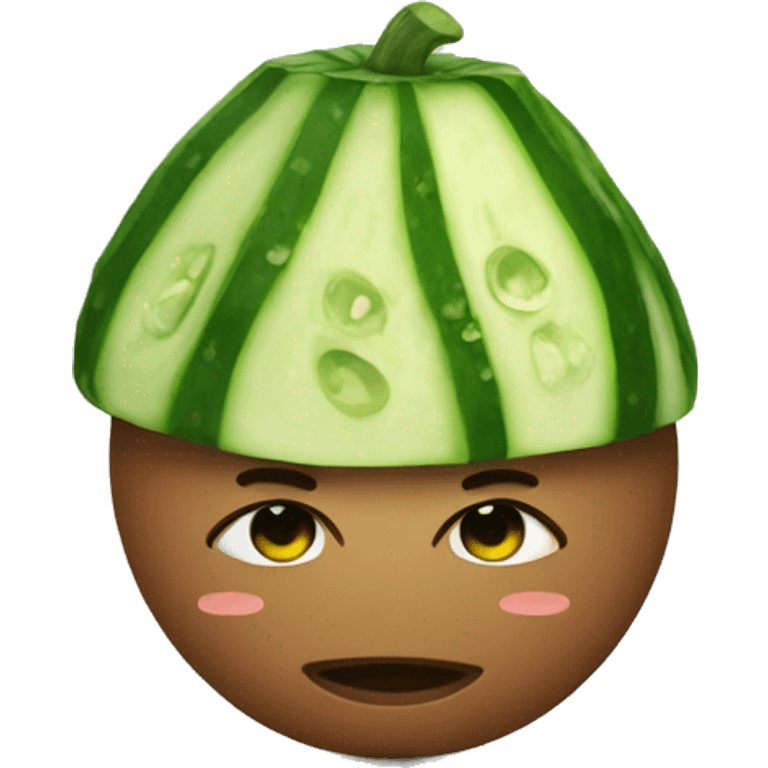 Emoji relaxing with cucumber in the eyes emoji