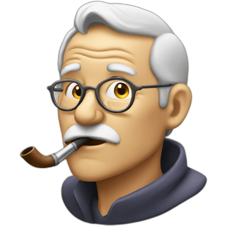 Old man thinking with pipe in mouth emoji