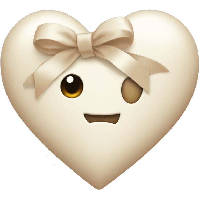 white heart with beige bow emoji