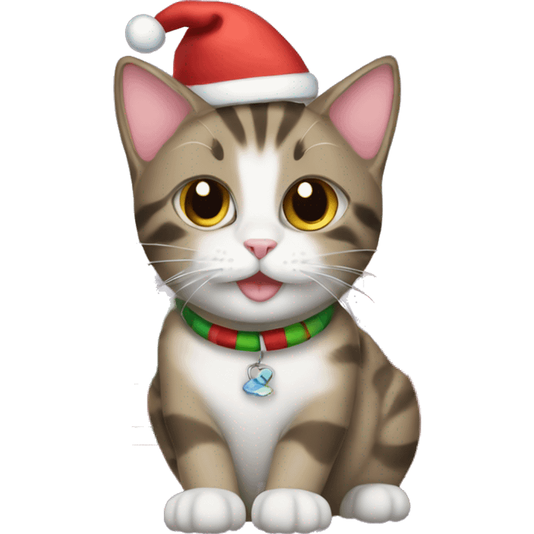 cat surrounded by chistmas presents emoji