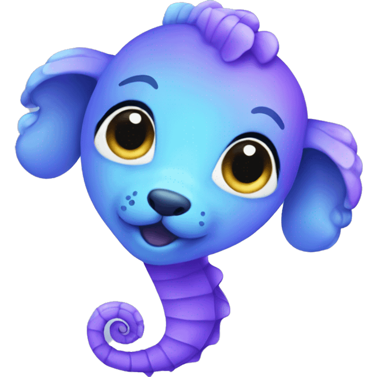 Purple-blue seahorse mixed with a puppy emoji