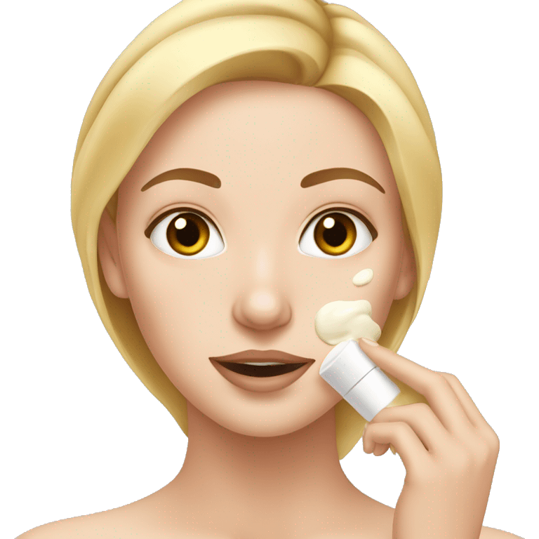 white girl applying cream on face emoji