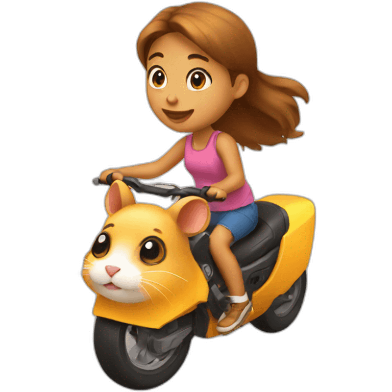 A girl riding a hamster emoji