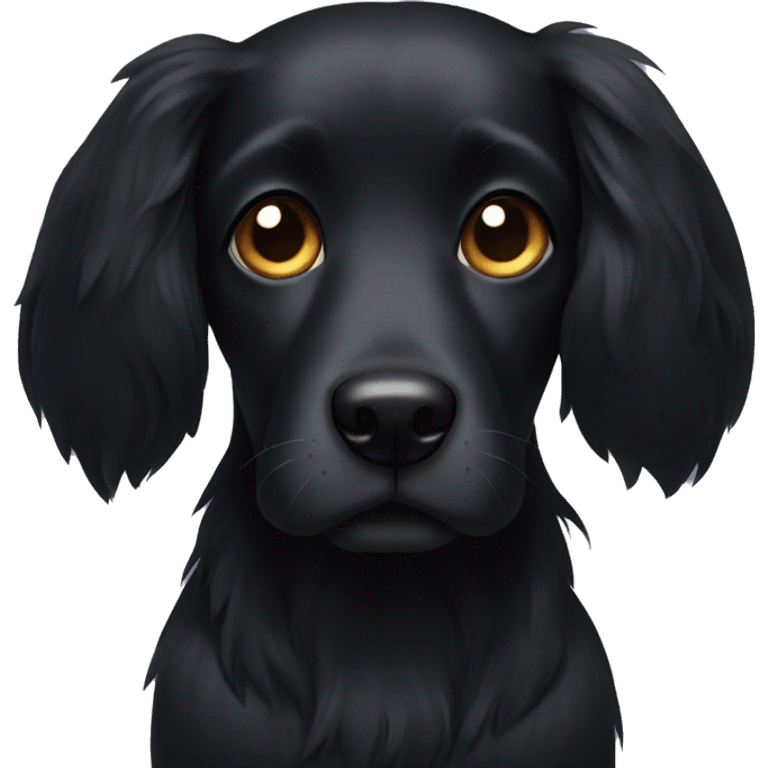 Black dog with Long hair and ears emoji