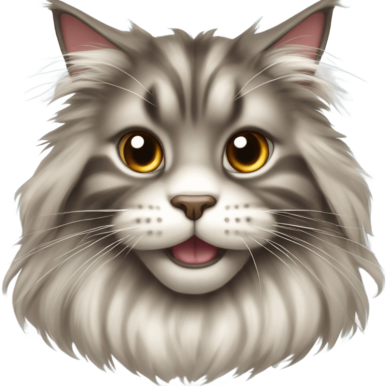 cute smiling maine coon cat emoji