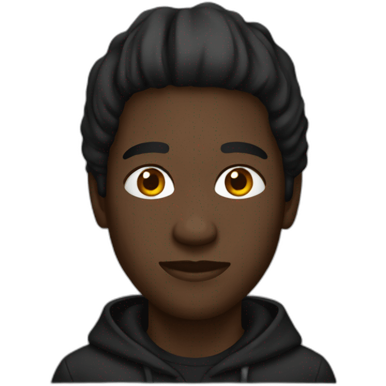 Black man with a black Hoodie emoji