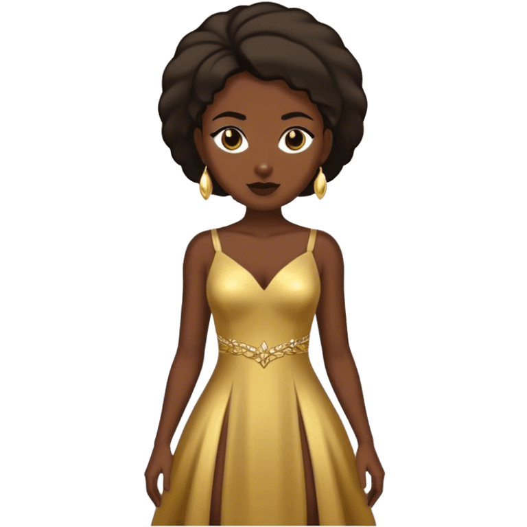 gold dress with black emoji