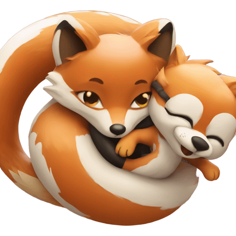 fox hugs snake emoji