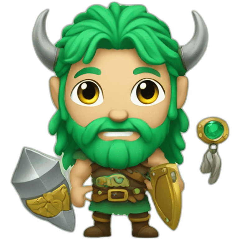 Green Haired Viking with Treasure emoji