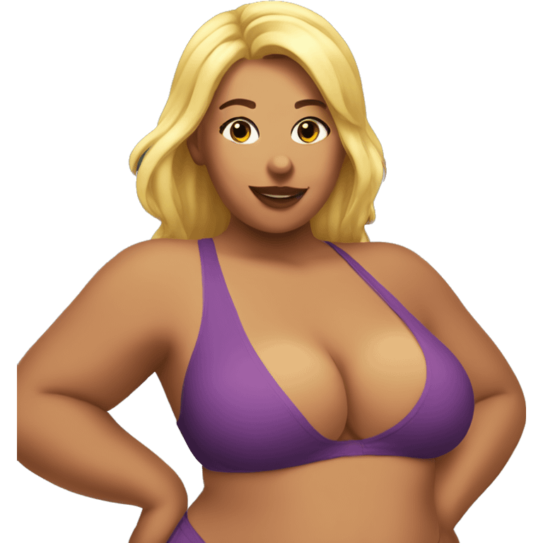 Slim-Thicc caucasian lady swimsuit posing emoji