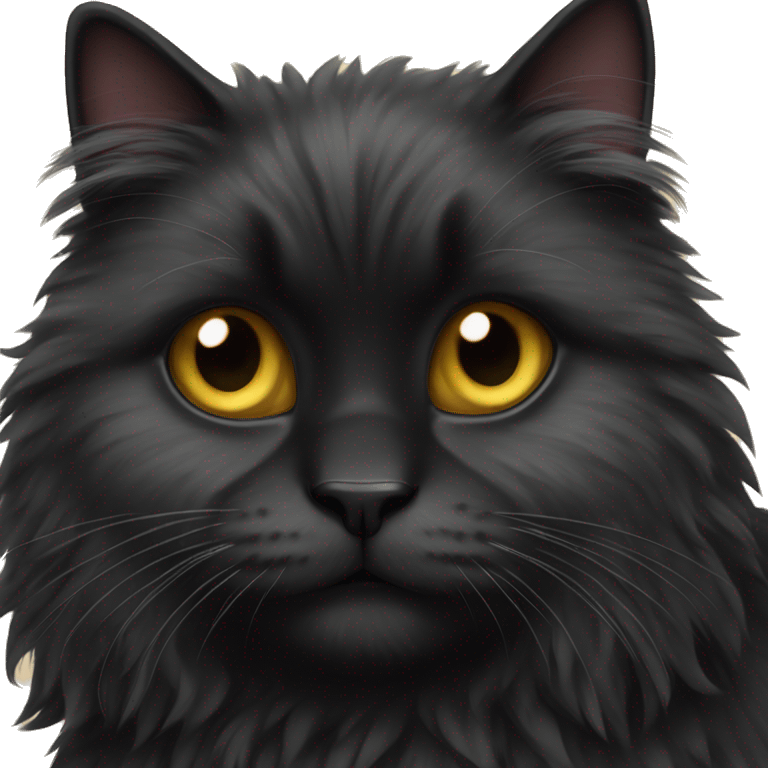 black fluffy cat sitting emoji