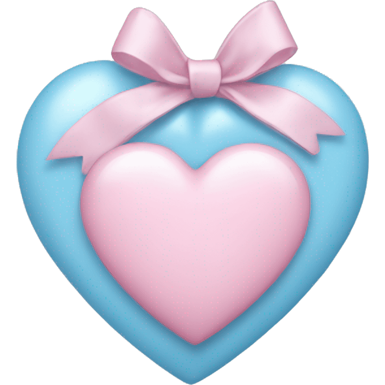 Light blue heart with light pink bow emoji