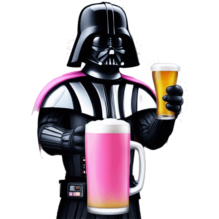 pink Darth vader drinking beer emoji