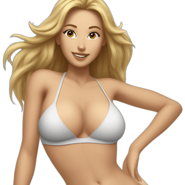 soft-fit Caucasian woman bikini (beach body) bed emoji