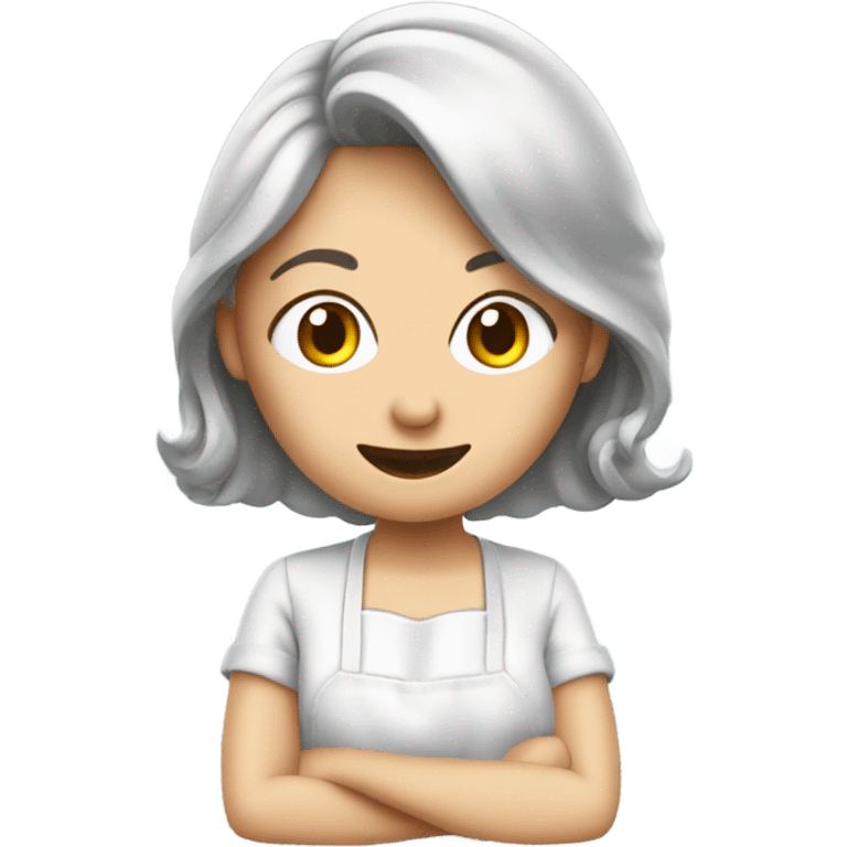 Frau mit grauen Haaren am kochen  emoji