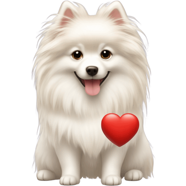 Girl blonde long hair white German spitz red heart emoji