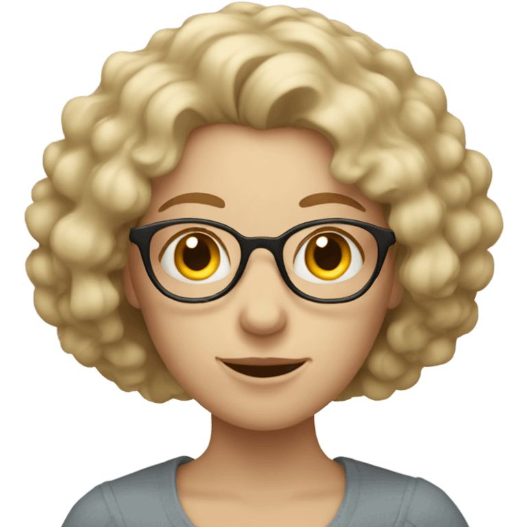 pale woman with curly hair reading emoji