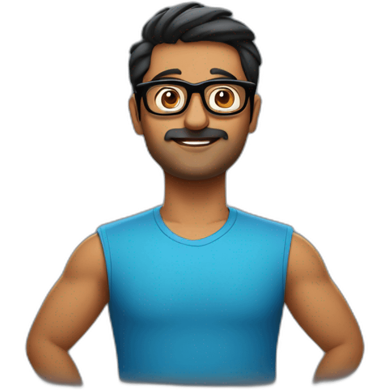 Indian man in blue tshirt and black specs in cinema hall emoji