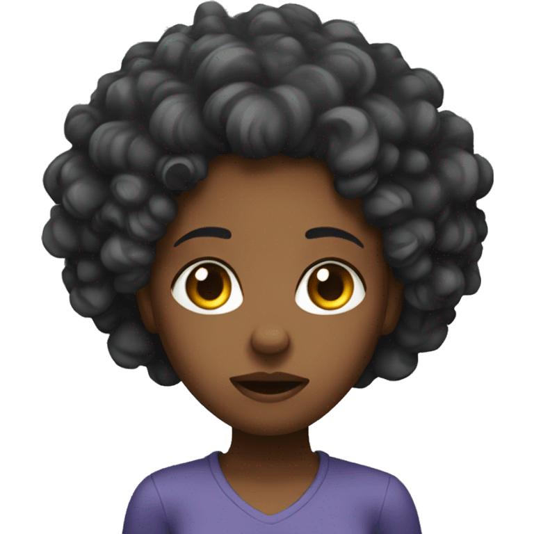 black girl with curly hair disgusted face emoji