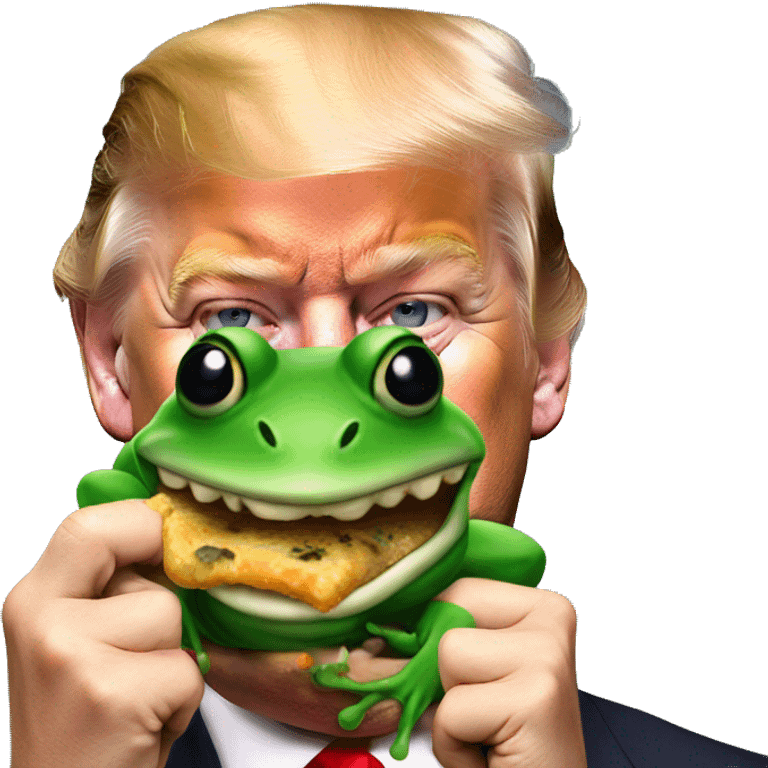 donald trump eating a frog emoji