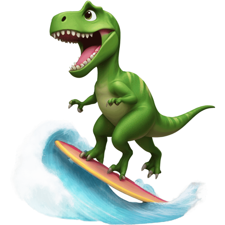 Dinosaur surfing emoji