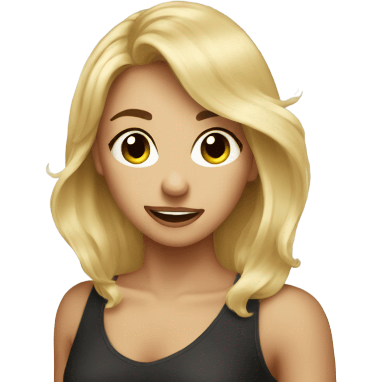 Blonde girl kiss face dancing emoji