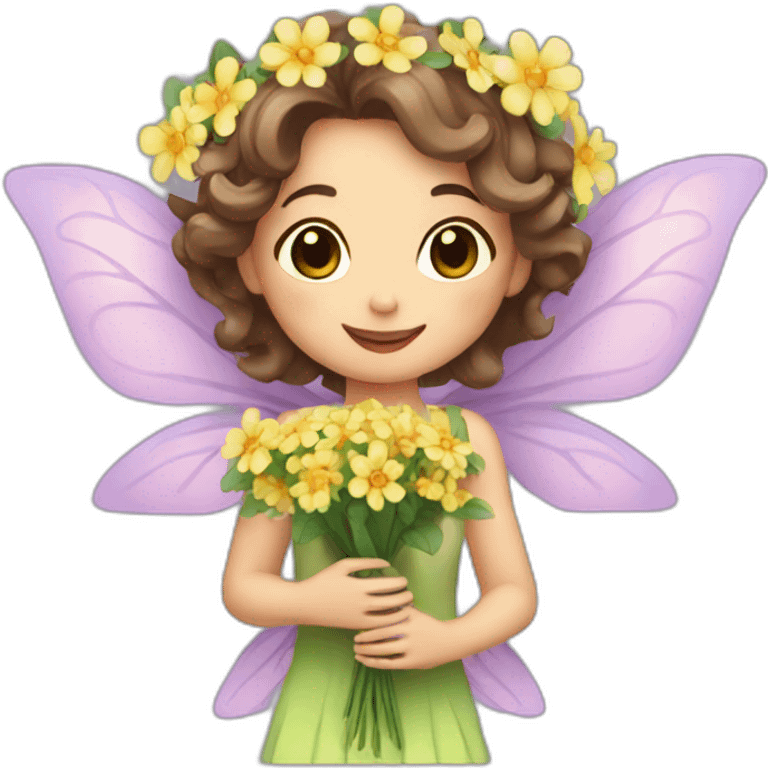 Flower fairy holding flower bouquet  emoji